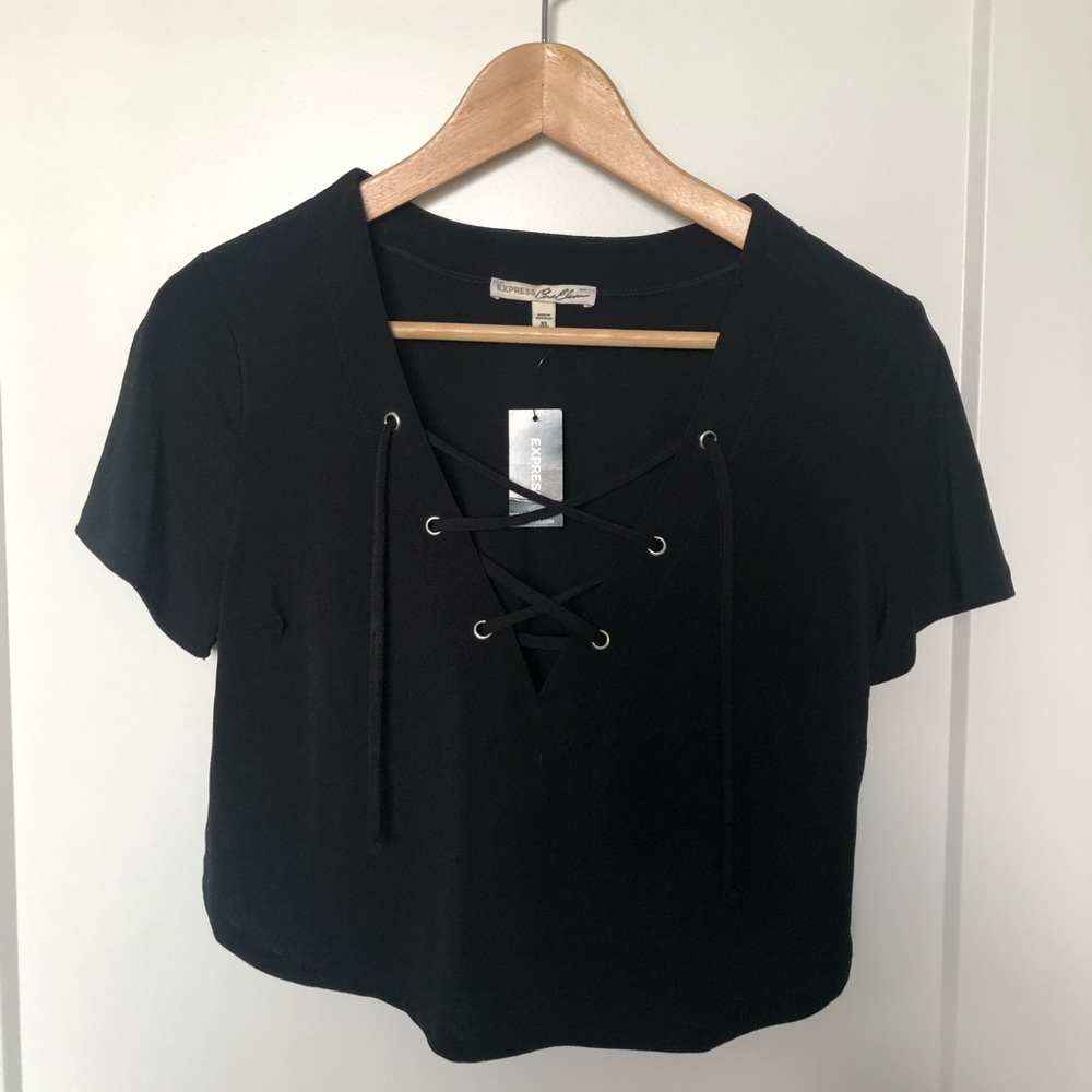 Dressy Criss Cross Black Crop Top